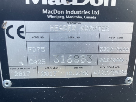 2017 MacDon FD75-40 - Photo13