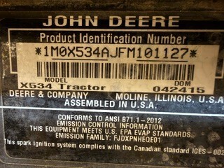 Photo of 2015 John Deere X534