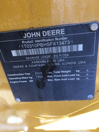 2025 John Deere 310 P