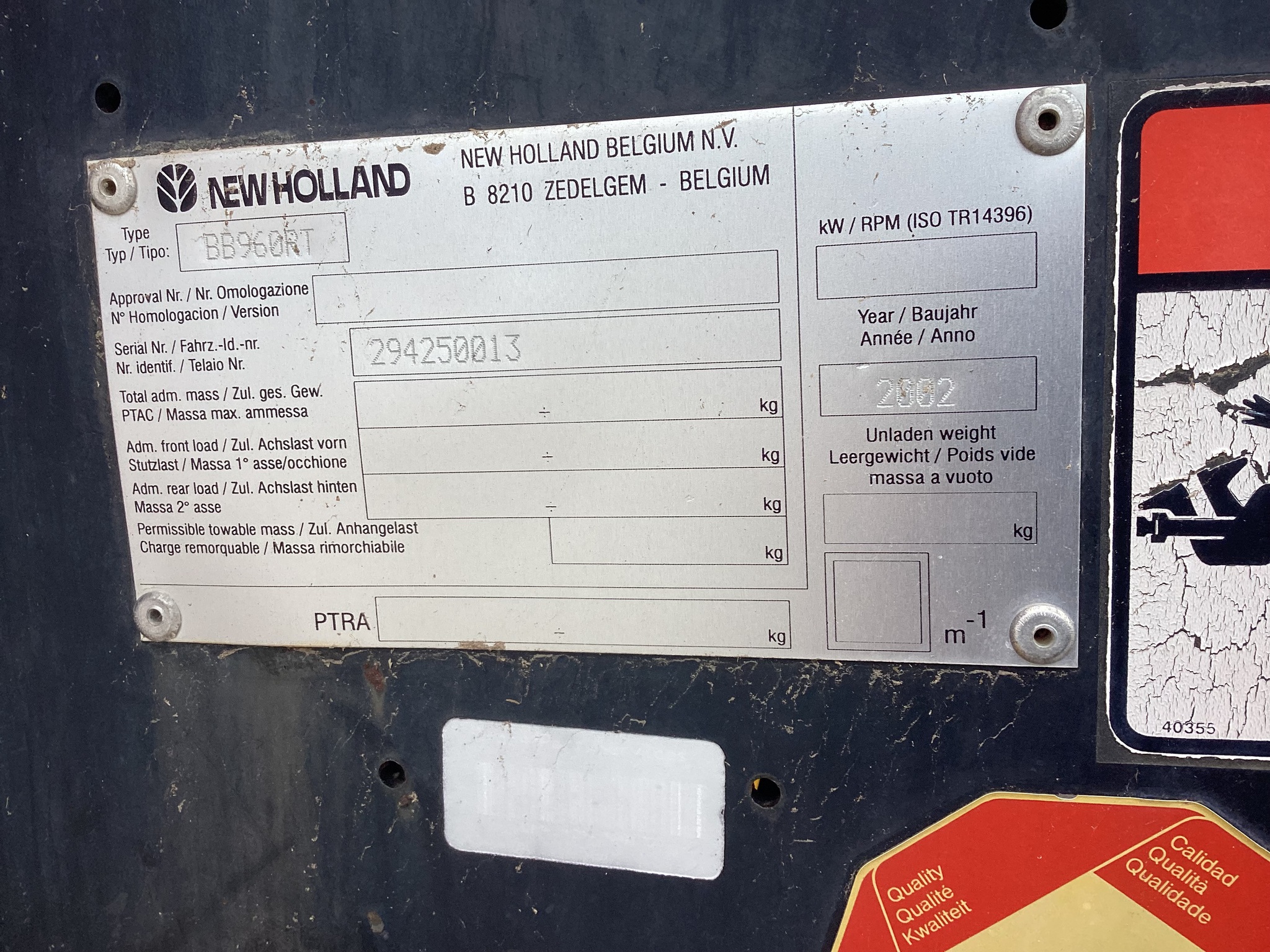 2002 New Holland BB960 Image 21