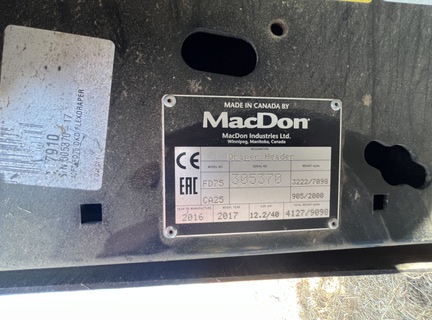 2017 Macdon FD75