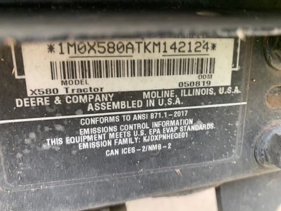 Photo of 2019 John Deere X580