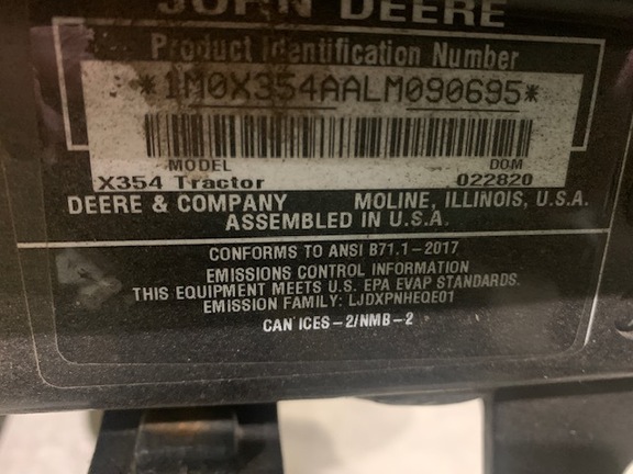 Photo of 2020 John Deere X354