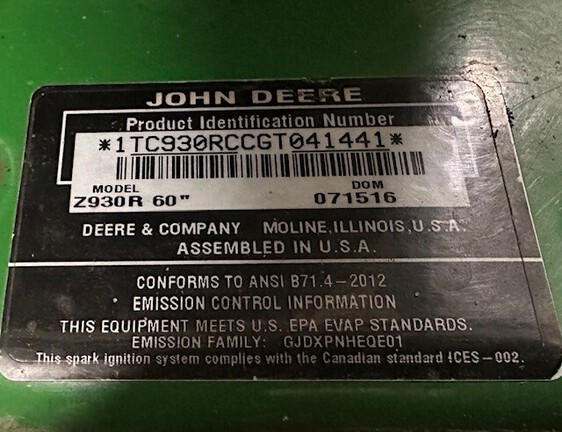 Photo of 2016 John Deere Z930R