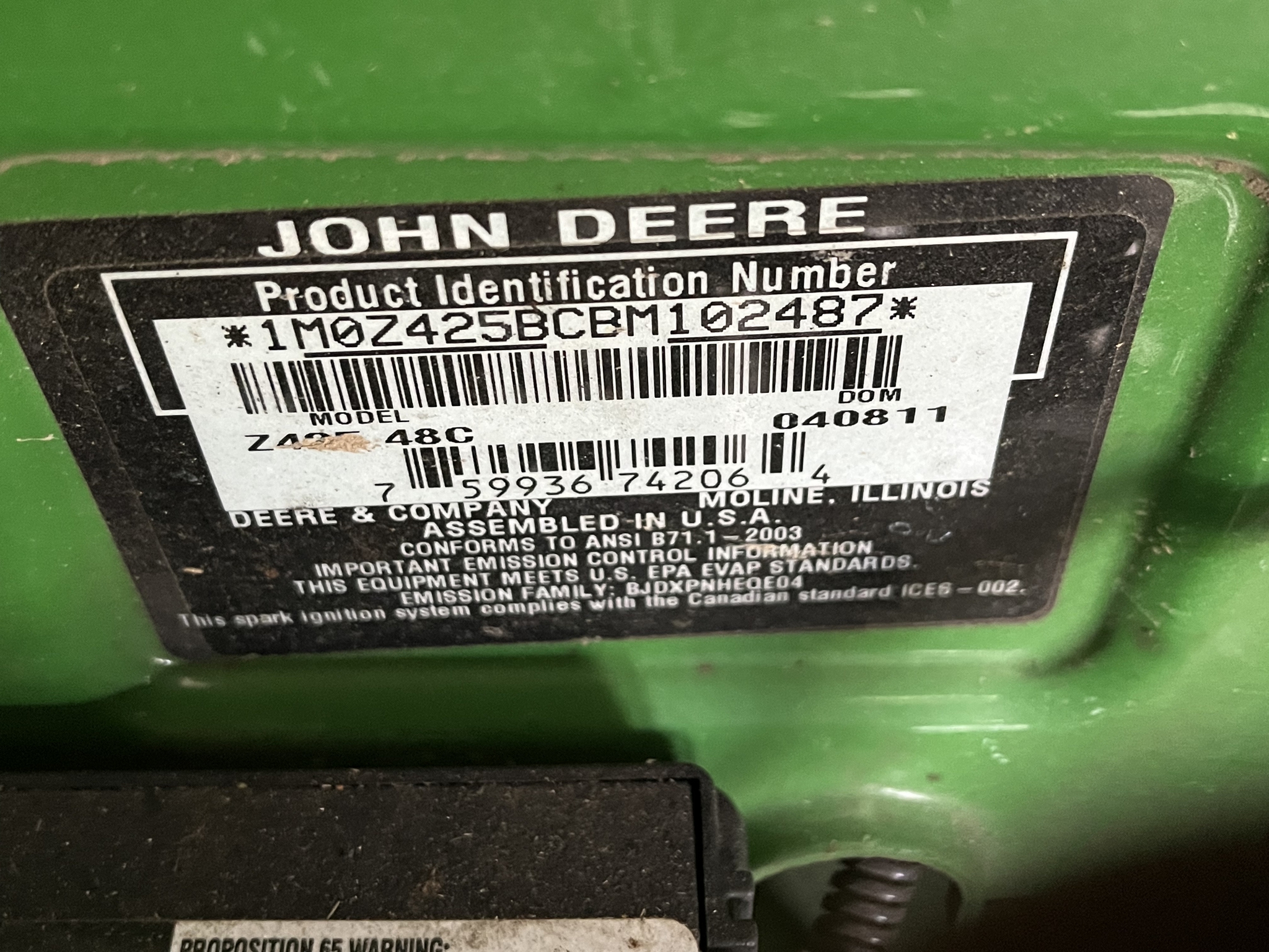 2011 John Deere Z425 Image 4