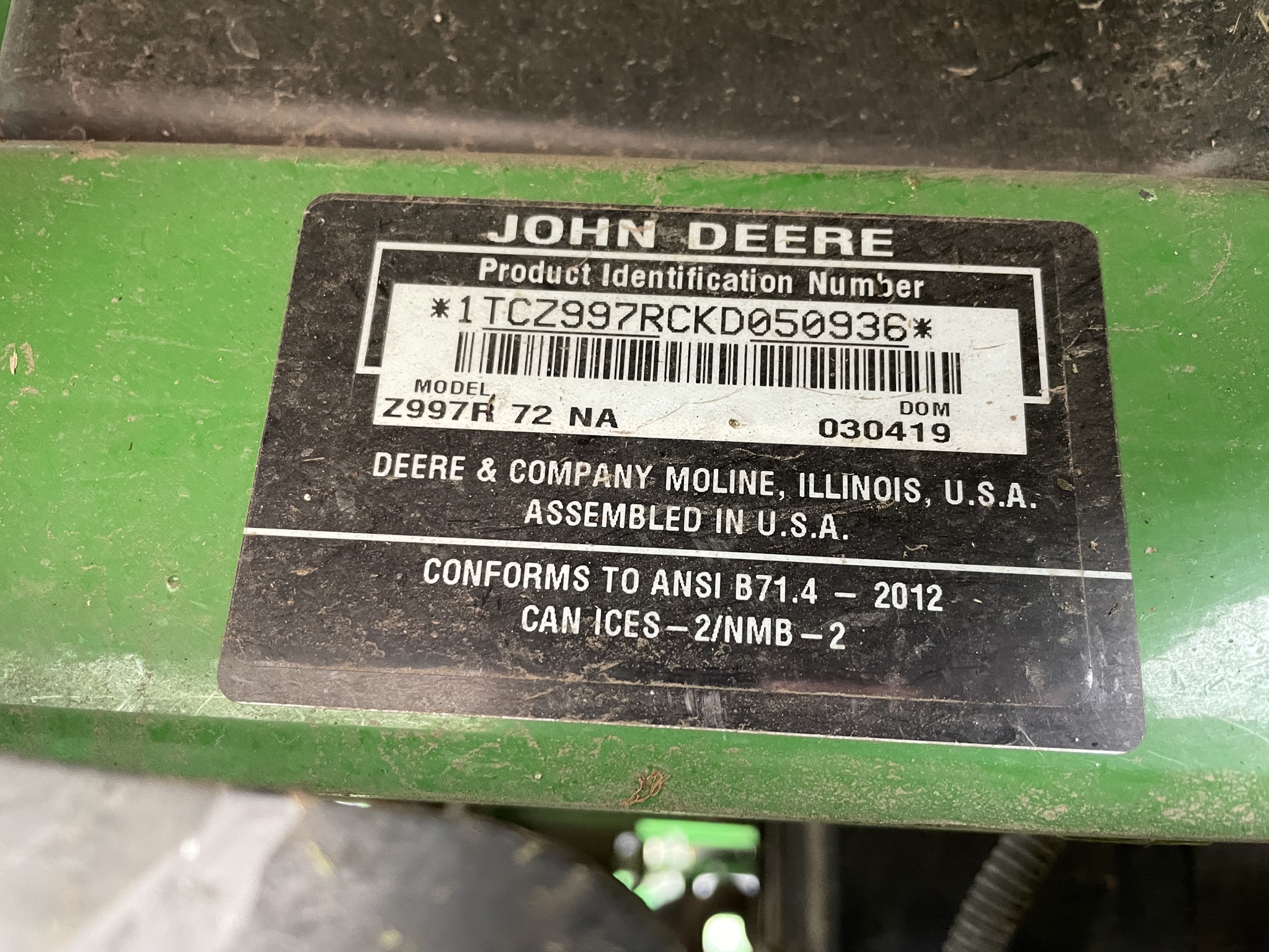  2019 John Deere Z997R at Heritage Tractor in Mendota, IL