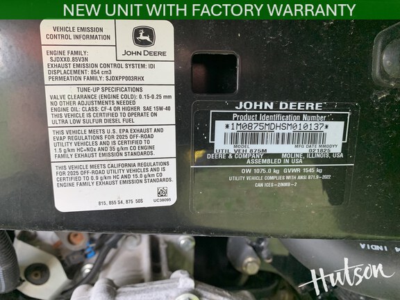 Photo of 2025 John Deere XUV 875M HVAC Cab Diesel