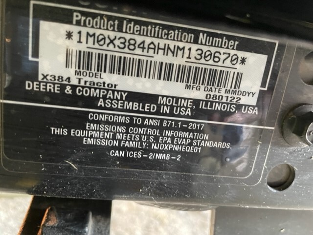 2022 John Deere X384 Image 9