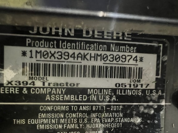 2017 John Deere X394 - Photo8