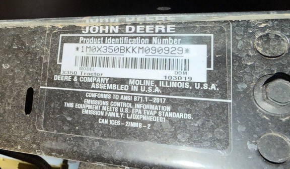 Photo of 2019 John Deere X350