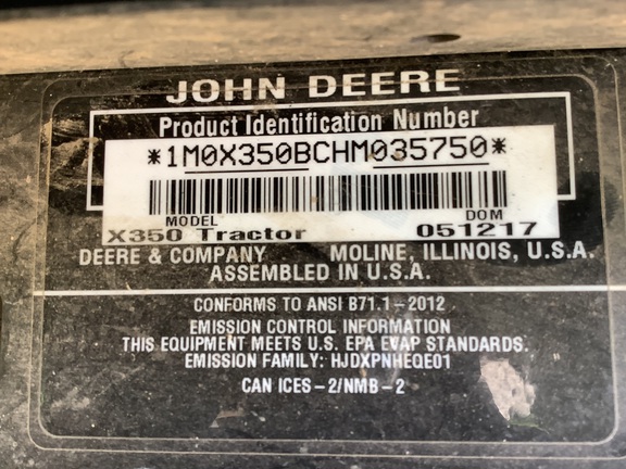 Photo of 2017 John Deere X350