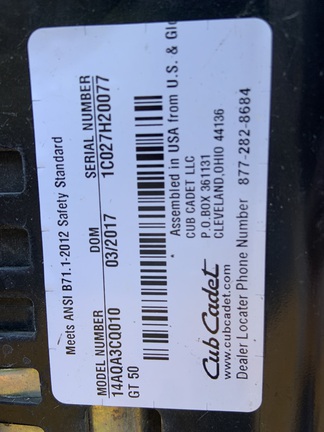 Used 2017 Cub Cadet GT50 Lawn & Garden Tractors at Koenig Equipment in Urbana, OH - Photo8