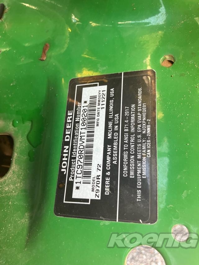 Used 2022 John Deere Z970R Zero Turn Mowers at Koenig Equipment in Urbana, OH - PhotoXL8
