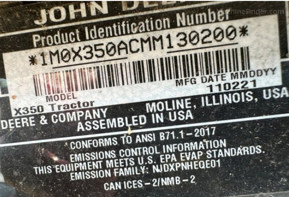 Photo of 2022 John Deere X350