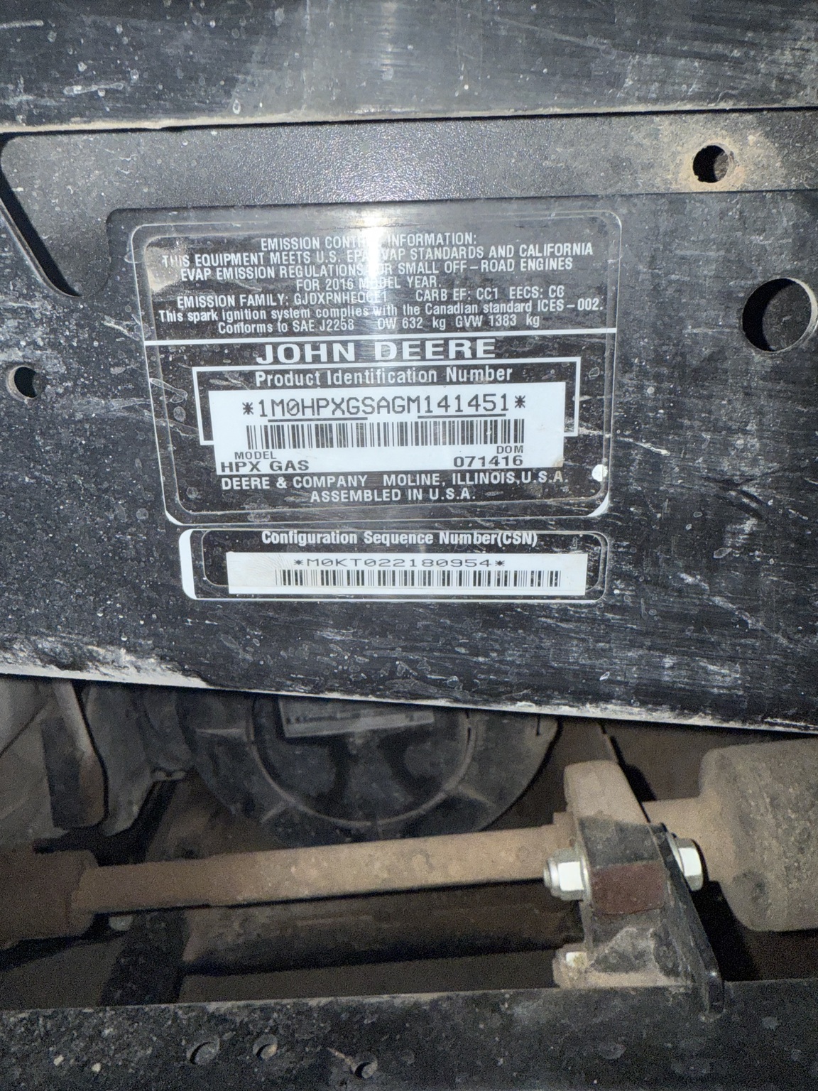 2016 John Deere HPX 4X4 Image 10