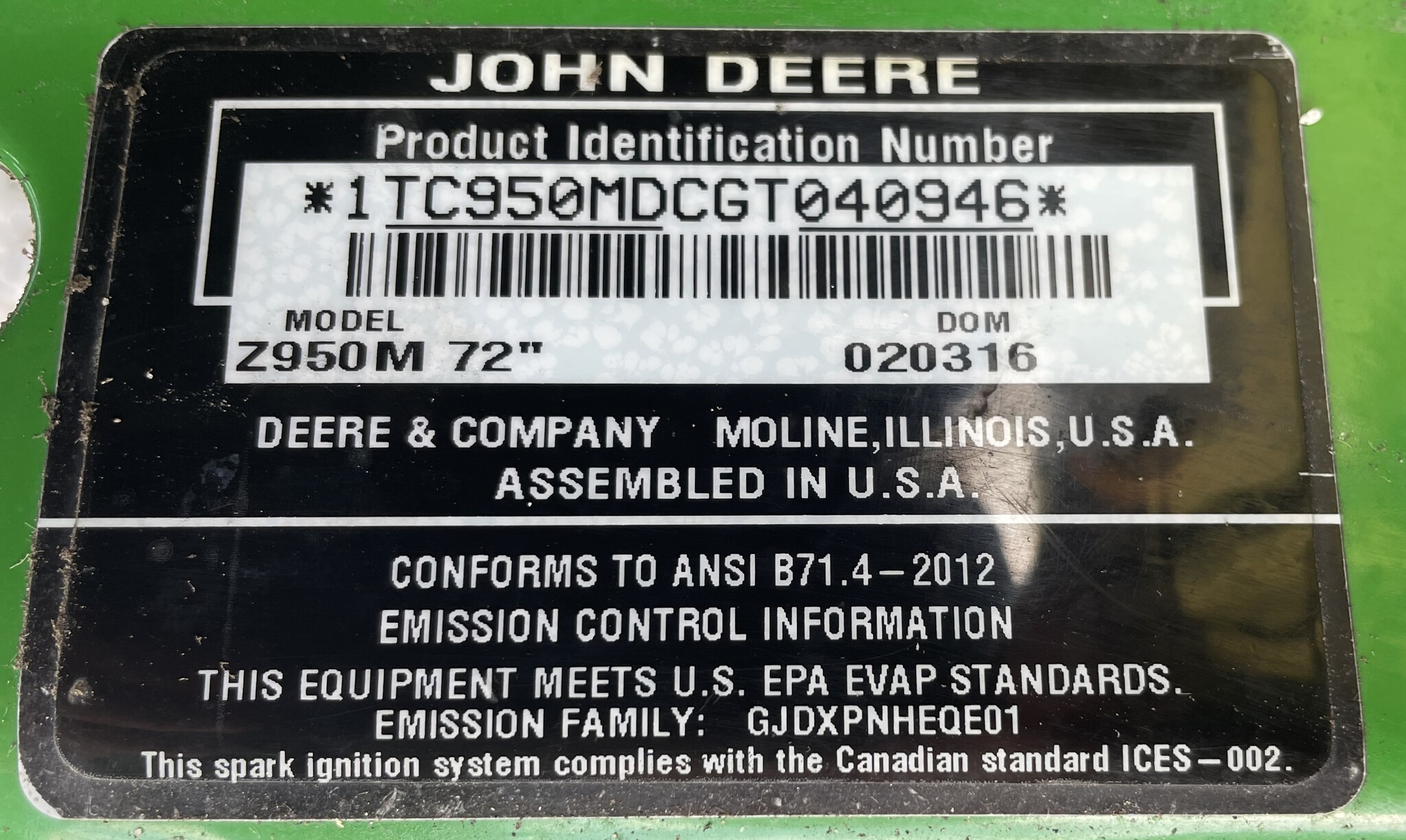 2016 John Deere Z950M Image 2
