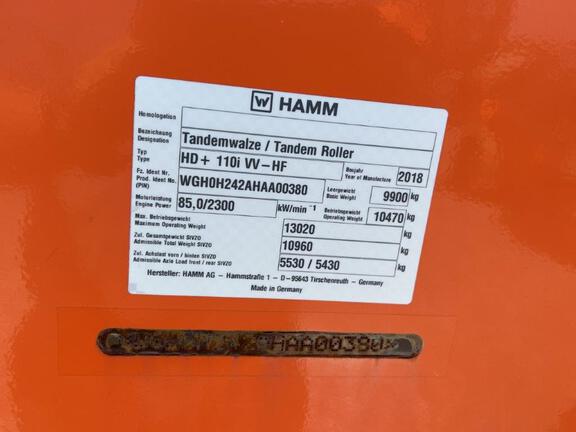 2018 Hamm HD110IVVHF