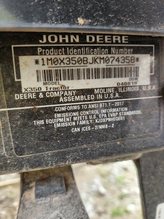 2019 John Deere X350