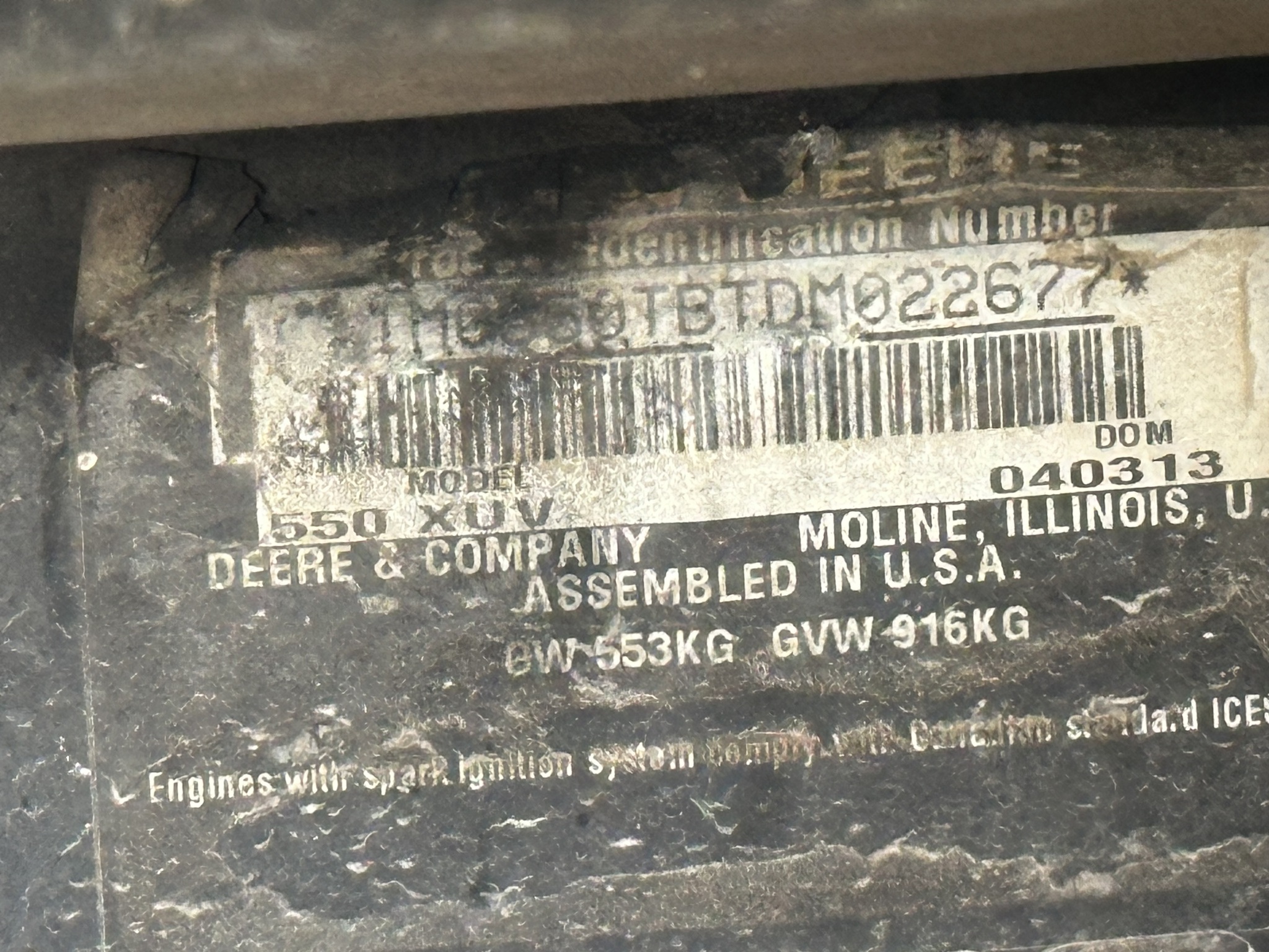 2013 John Deere XUV 550 GREEN Image 8