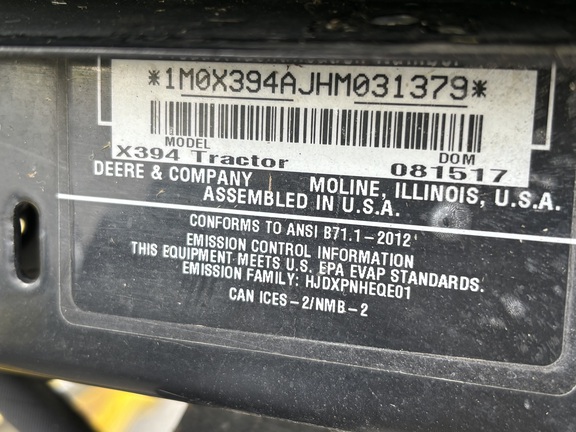 Used 2017 John Deere X394 Lawn & Garden Tractors at Koenig Equipment in Botkins, OH - Photo20