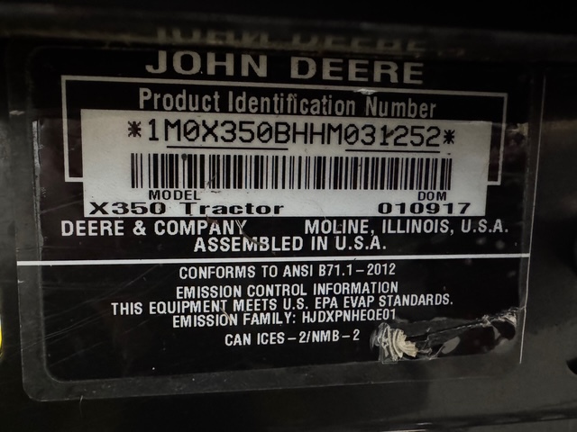 2017 John Deere X350 Image 12