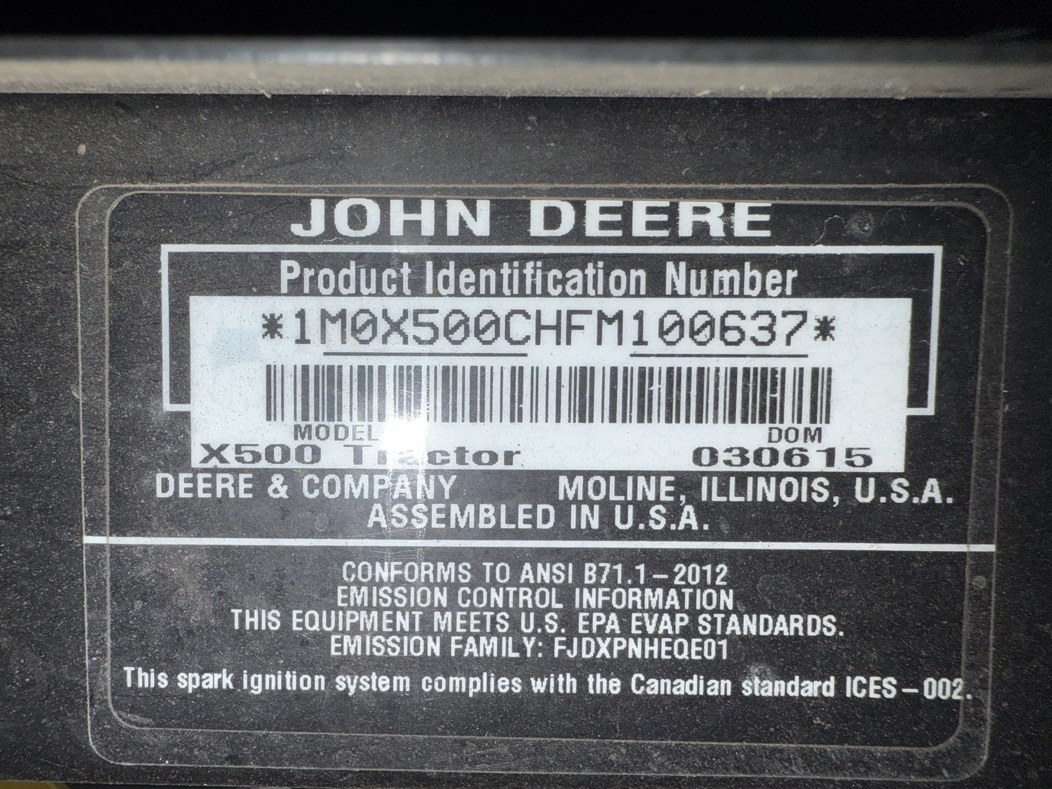 2015 John Deere X500 Image 12