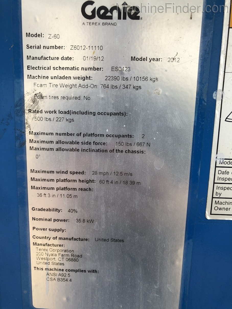 2012 Genie Z60/34 Image 13