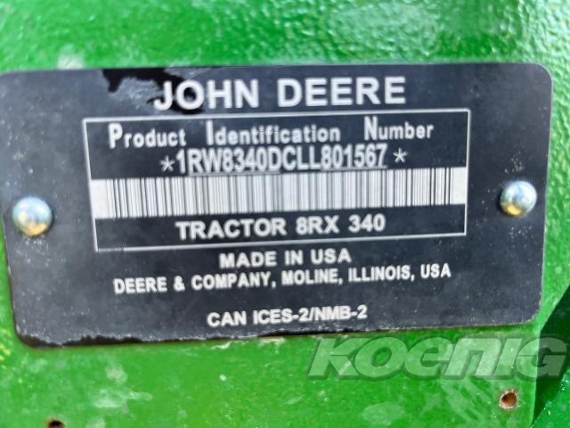 Used 2020 John Deere 8RX 340 Track Tractors at Koenig Equipment in Oxford, OH - PhotoXL23