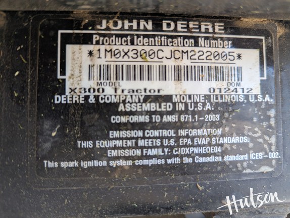 Photo of 2012 John Deere X300