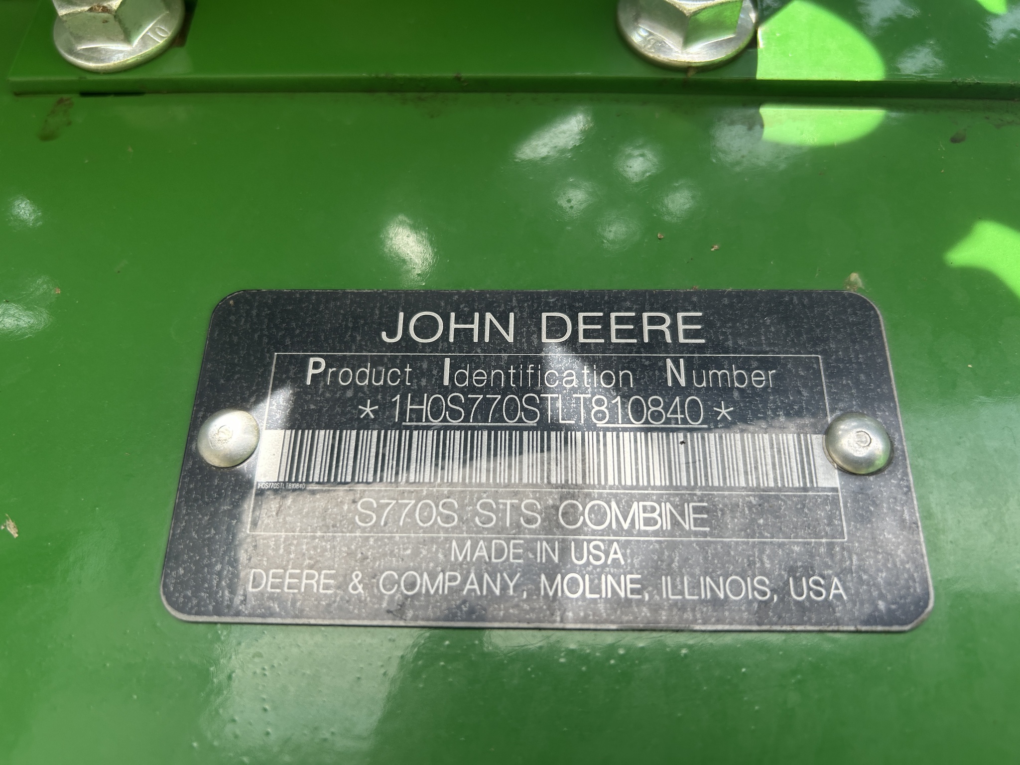  2020 John Deere S770 at Heritage Tractor in Adrian, MO
