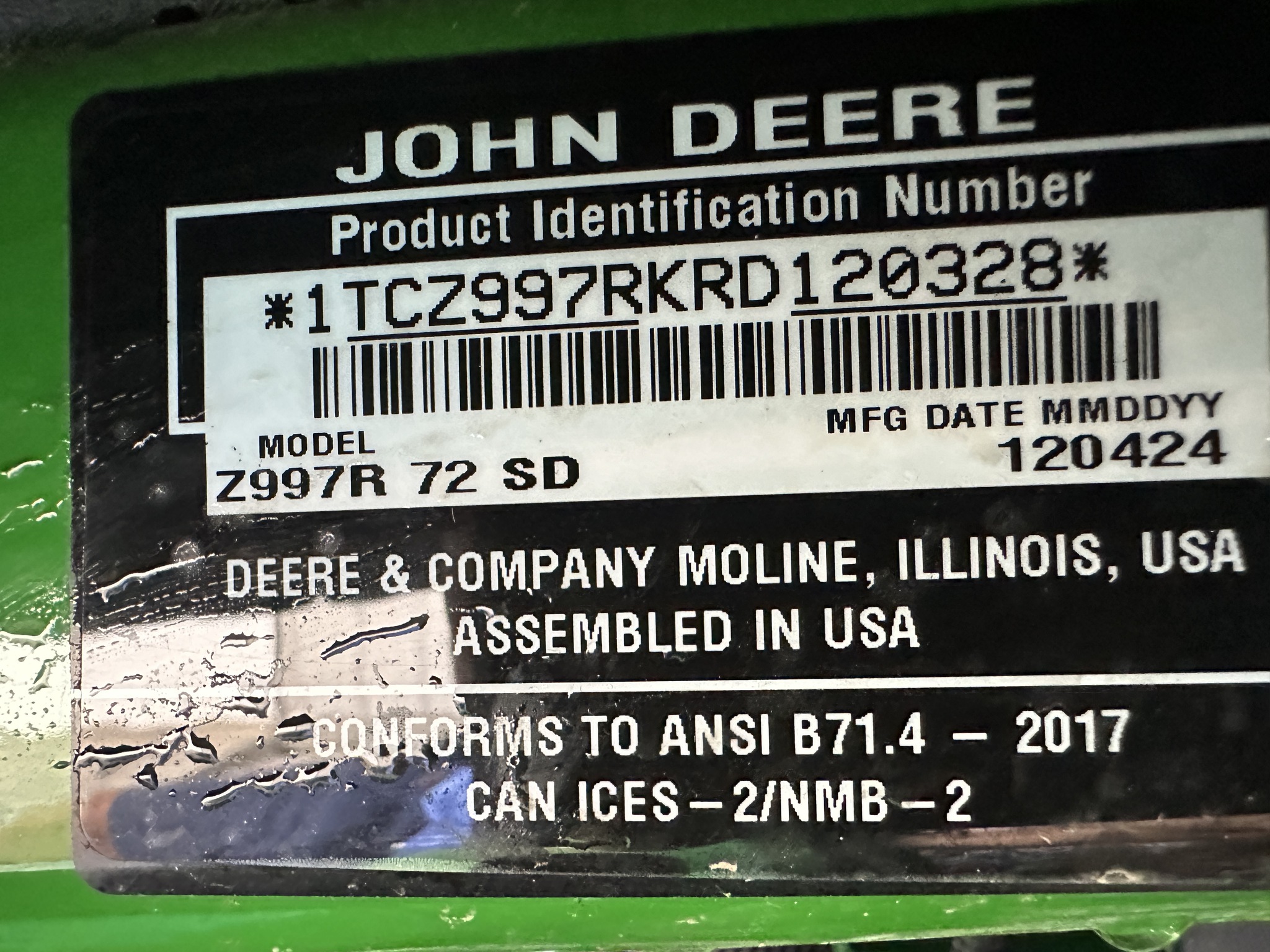 John Deere Z997R Image 6