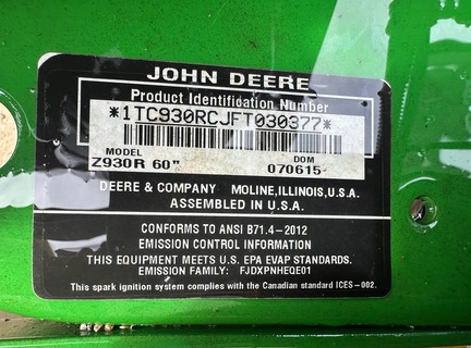 Photo of 2015 John Deere Z930R
