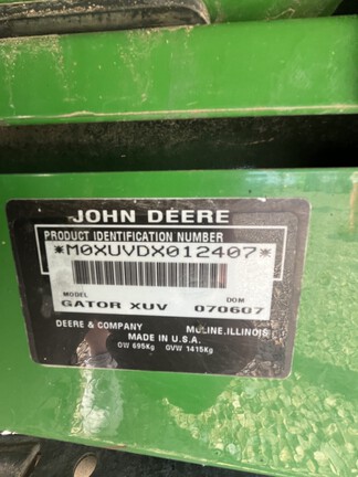 2007 John Deere XUV 850D GREEN