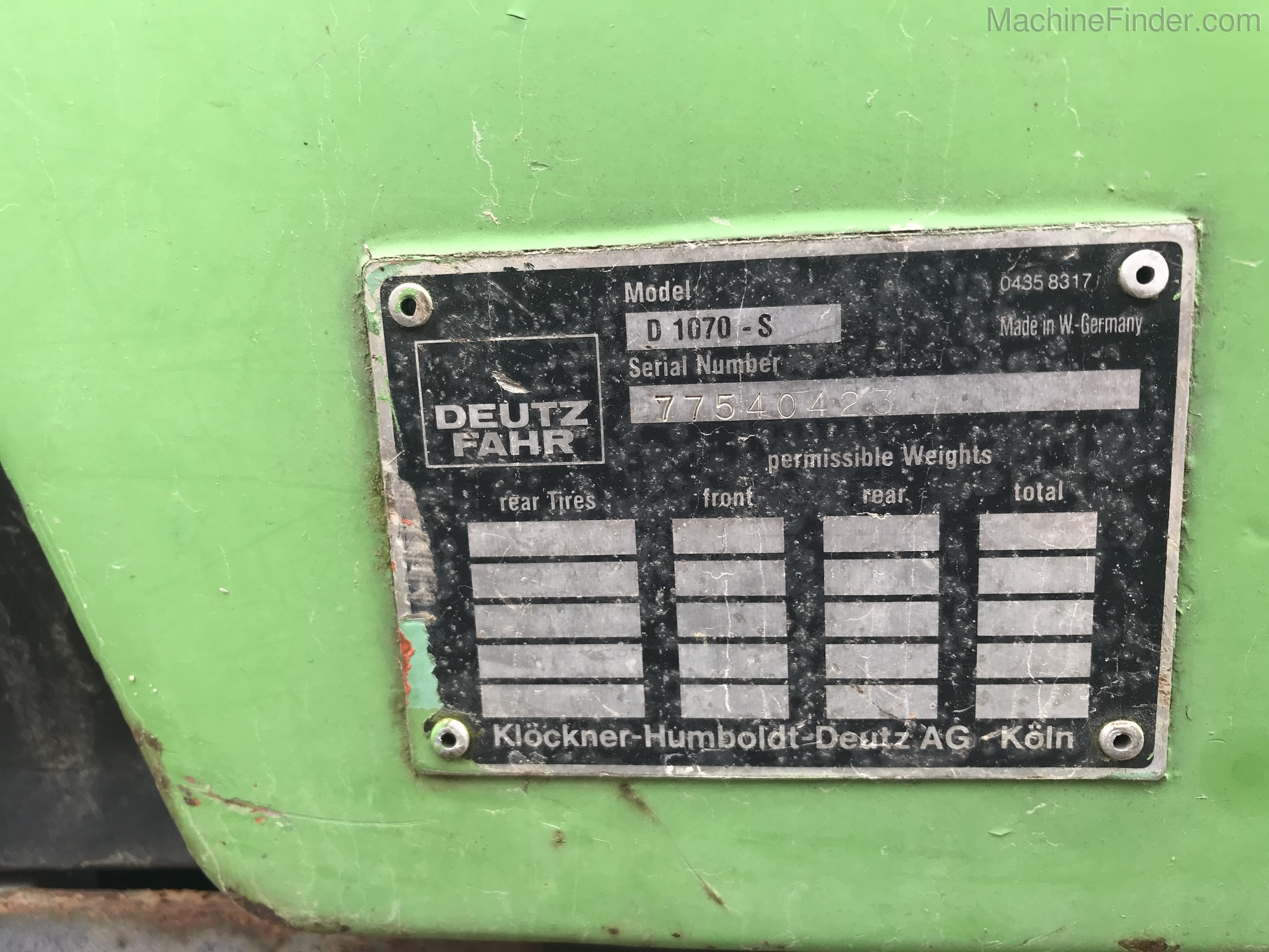 1968 Deutz Fahr D1070-S Image 9