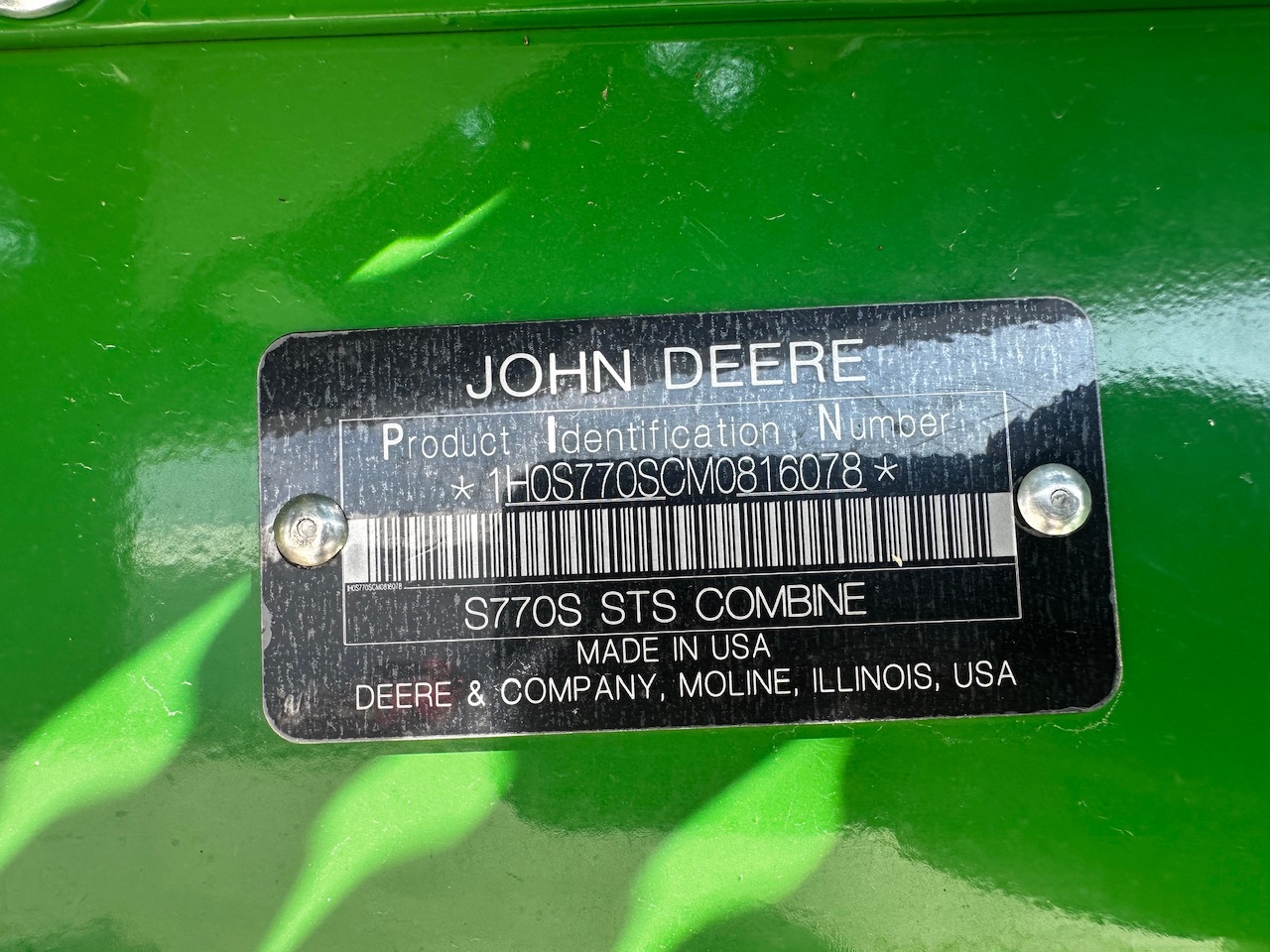  2021 John Deere S770 at Heritage Tractor in Galesburg, IL
