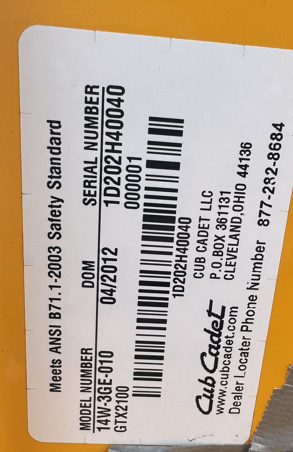 2012 Cub Cadet GTX2100 Image 22