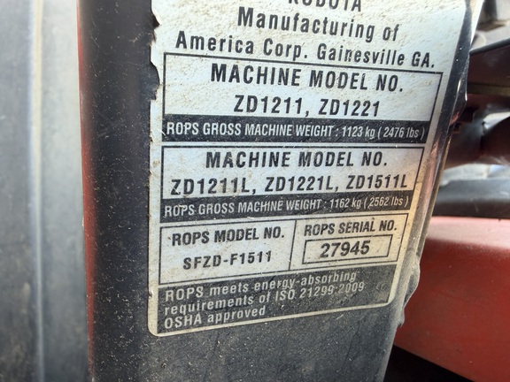 2018 Kubota ZD1211 - Photo25