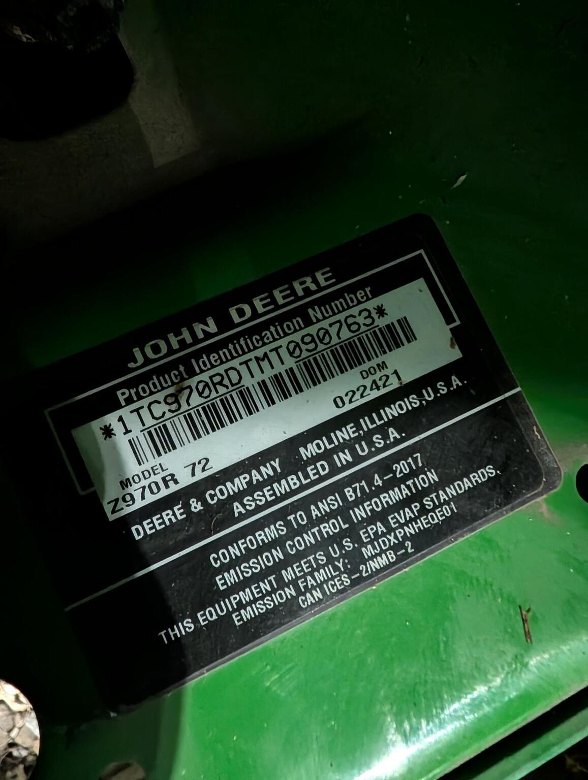 2021 John Deere Z970R Image 3