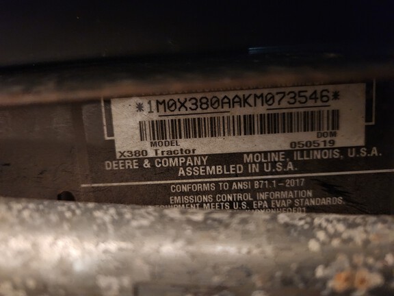 Photo of 2019 John Deere X380