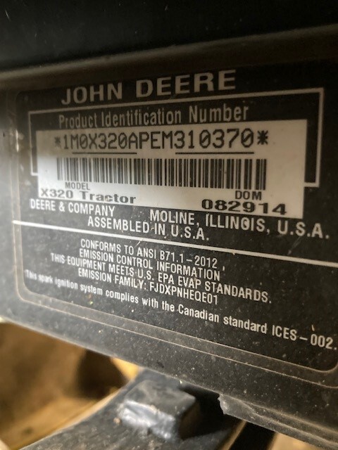 2014 John Deere X320 Image 2