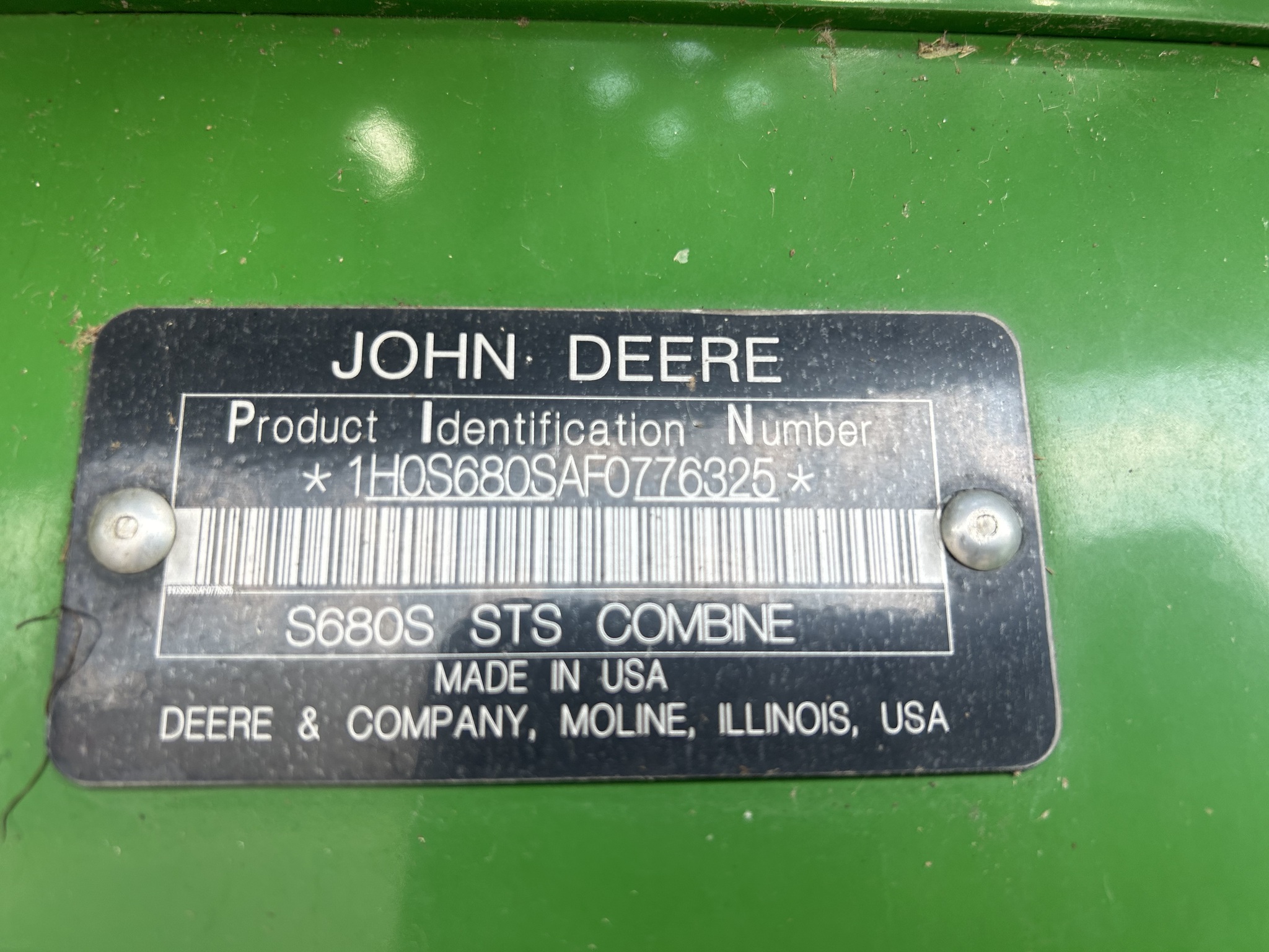  2015 John Deere S680 at Heritage Tractor in Baldwin City, KS