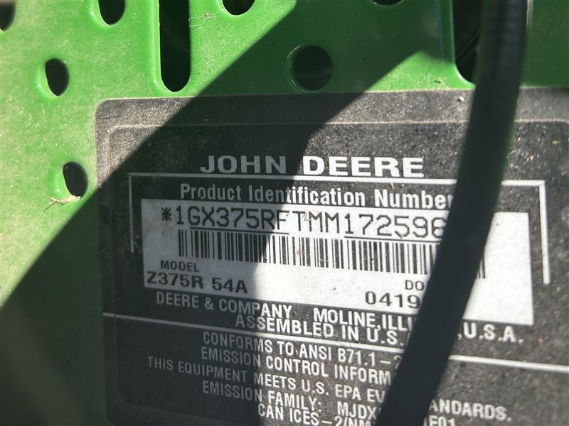 2021 John Deere Z375R Image 5