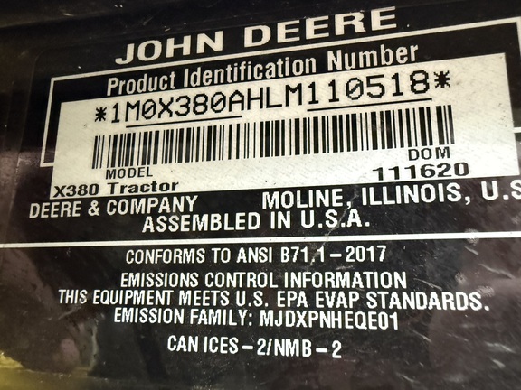 Photo of 2021 John Deere X380