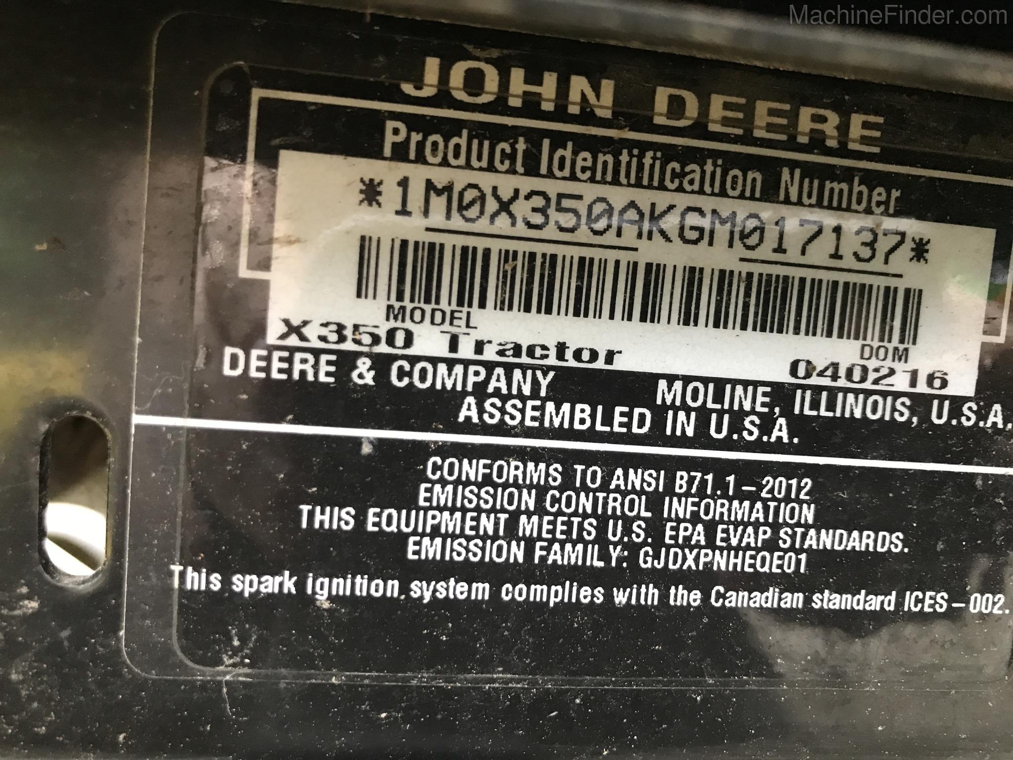 2016 John Deere X350 Image 6