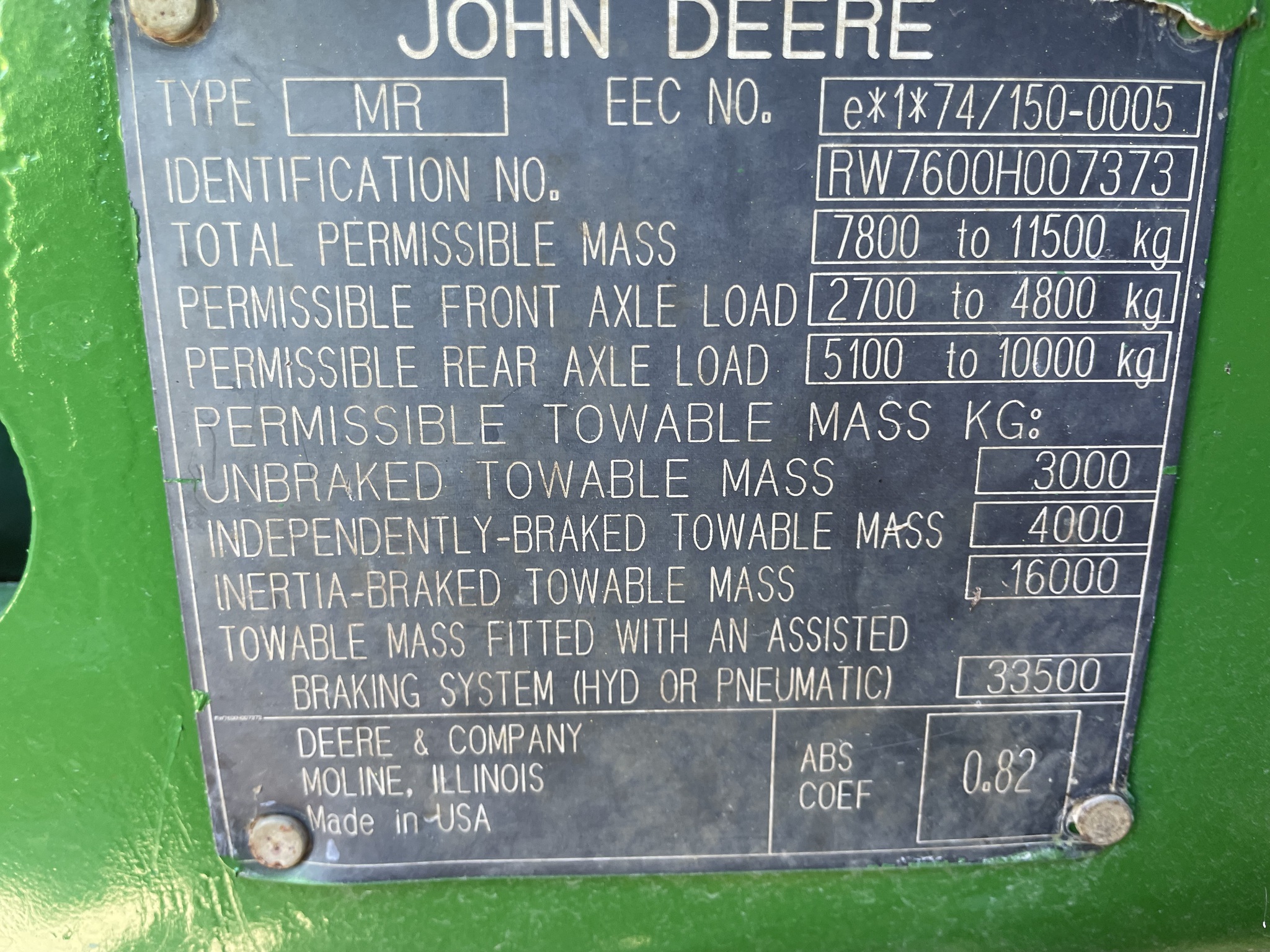 1995 John Deere 7600 Image 11
