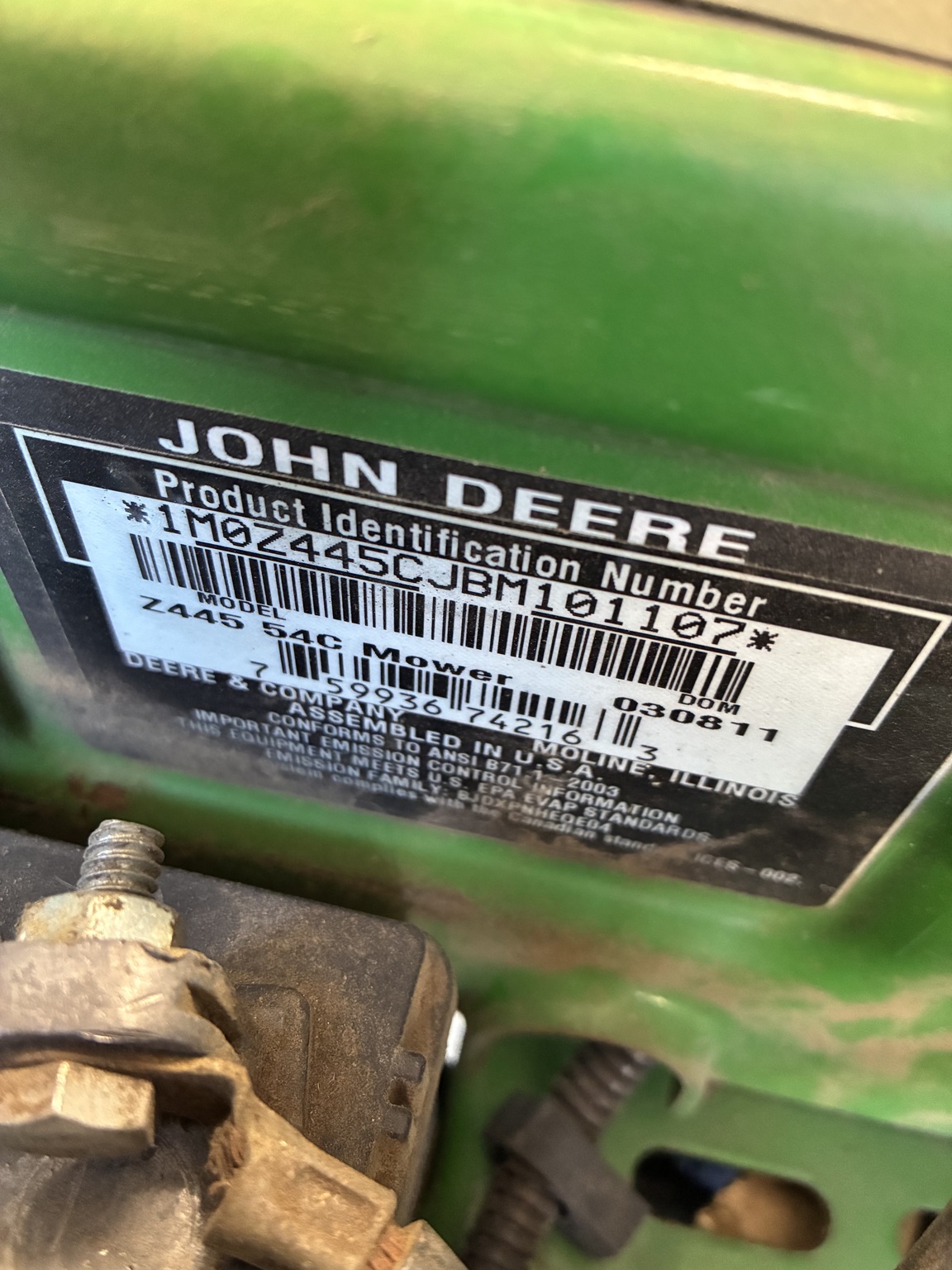 2011 John Deere Z445 Image 6