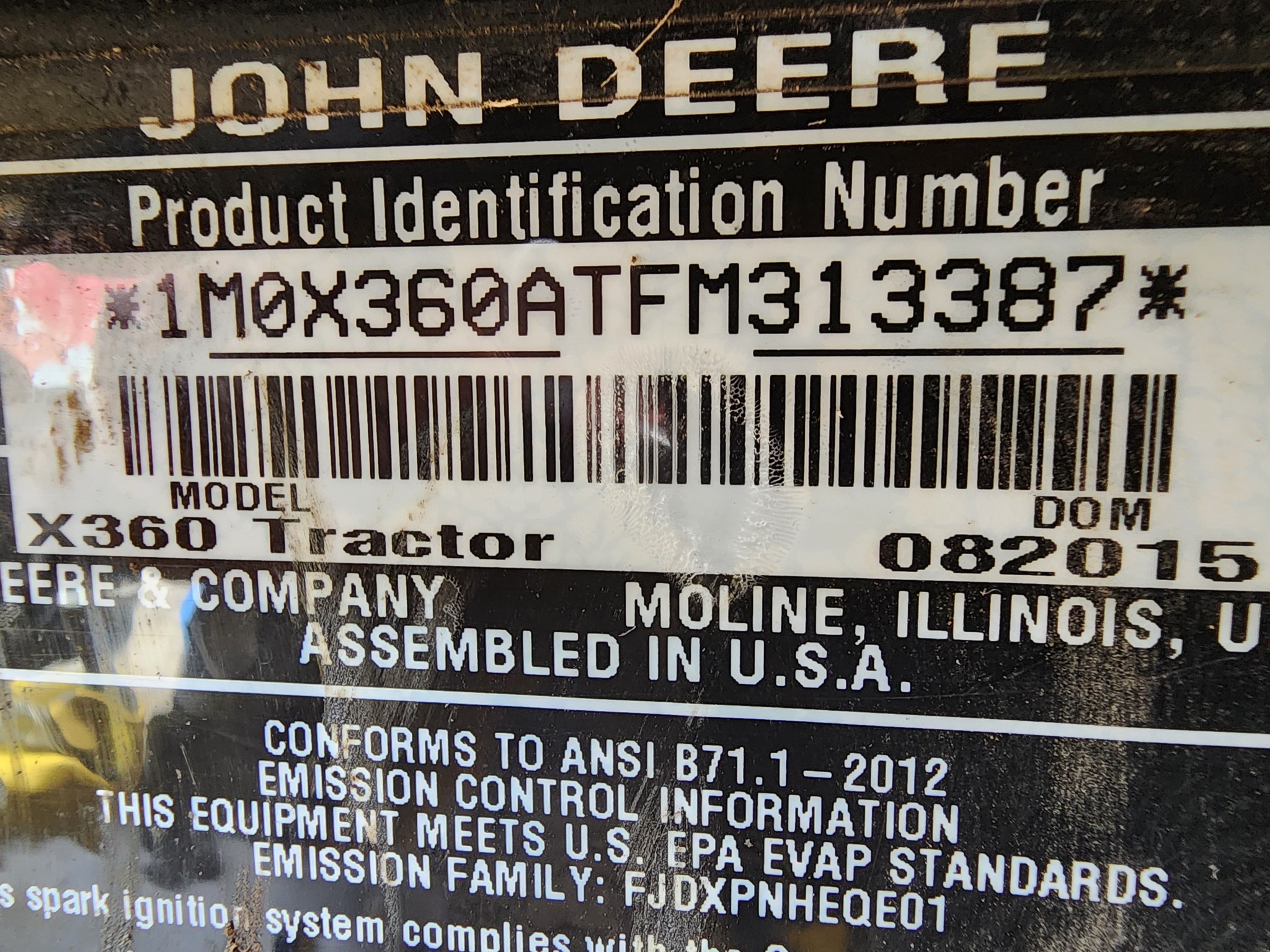 2015 John Deere X360 Image 9