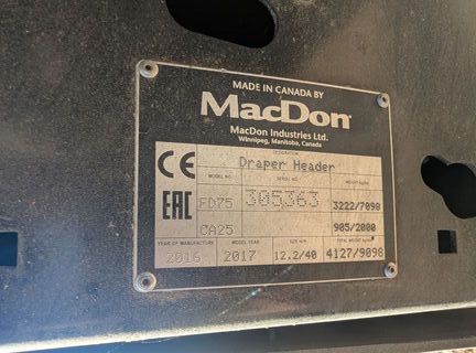 2017 Macdon FD75