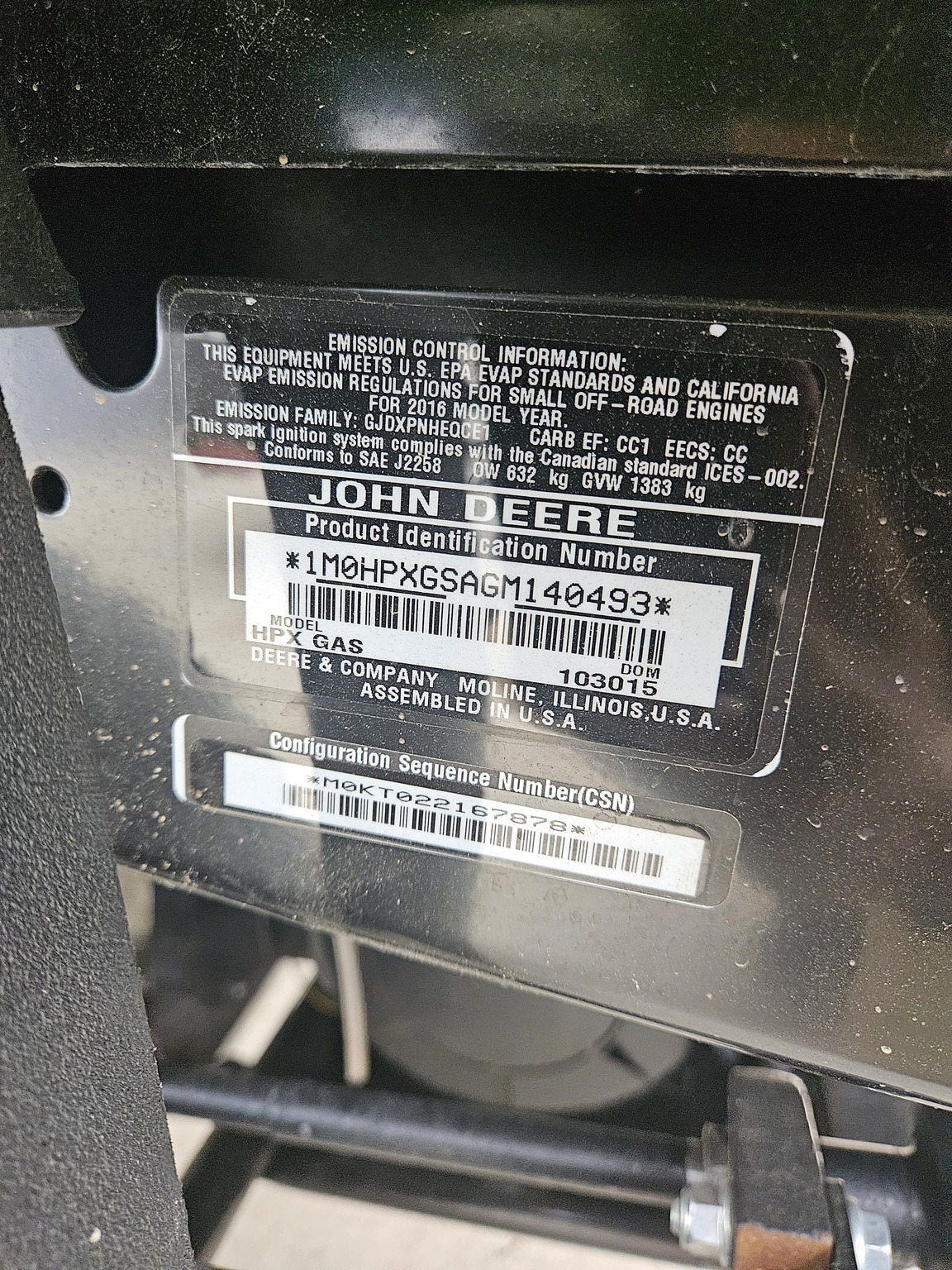 2016 John Deere HPX 4X4 Image 7