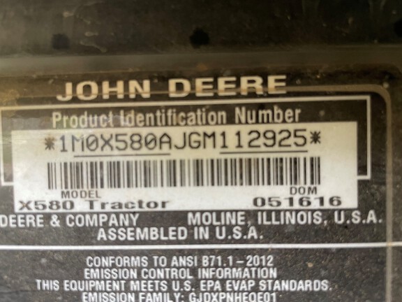Photo of 2016 John Deere X580